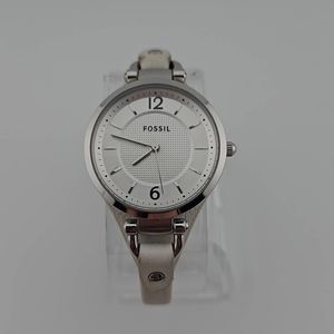 Fossil Georgia White Dial White Leather Ladies Watch New Battery